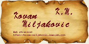 Kovan Miljaković vizit kartica